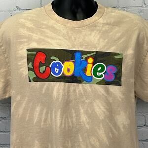Cookies Clothing T Shirt Streetwear SF Beige Tie Dye Graphic Tee Mens L Large